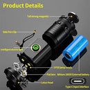 Linterna Led 8cm con Iman,  Recargable de 15,000 Lúmenes, con 5 Modos, Zoom IP68, para Acampar y Senderismo al Aire Libre, con Largo Alcance de 2,000 Metros
