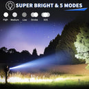 Linterna Táctica Titanium™️ -  LED recargable, de 15000 lúmenes con 5 modos, con zoom IP68, para acampar, senderismo al aire libre con largo alcance de 3000 metros