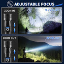 Linterna Táctica Titanium™️ -  LED recargable, de 15000 lúmenes con 5 modos, con zoom IP68, para acampar, senderismo al aire libre con largo alcance de 3000 metros